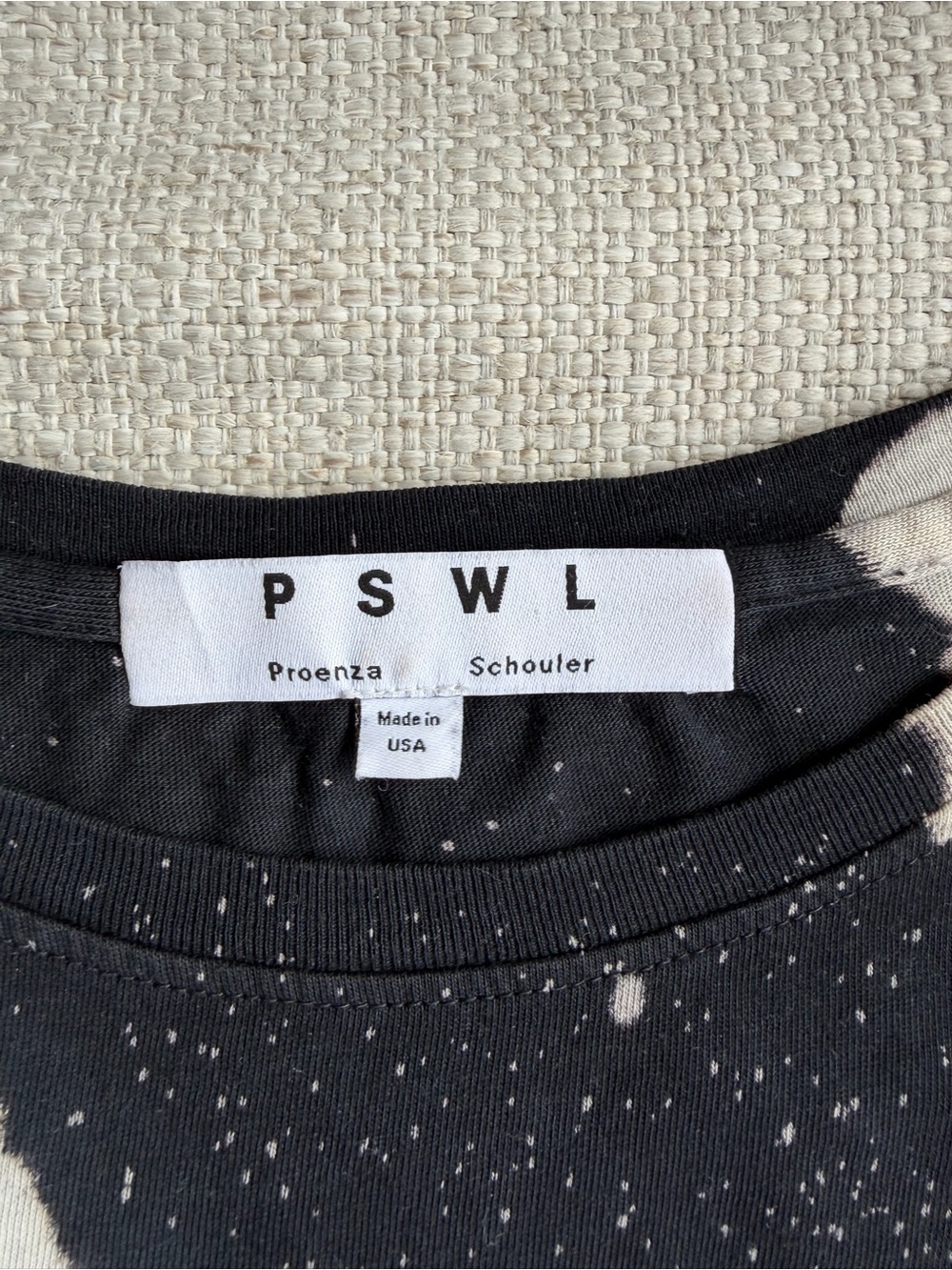 Proenza Schouler Black and White PSWL Bleach Splatter Long-Sleeve T-Shirt - Picture 5 of 8